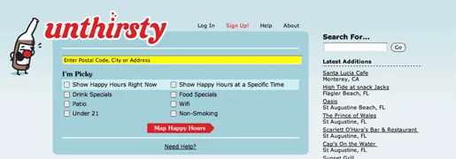The Unthirsty.com homepage